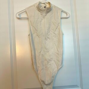 Better Together white half zip body suit size S